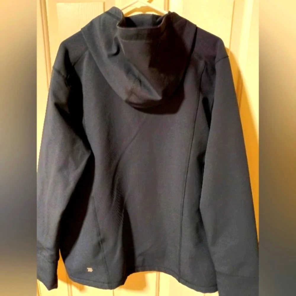 All In Motion Woven Fleece Jacket BLUE Stretch Water Repellant Thumb Holes Sz L - Picture 4 of 9